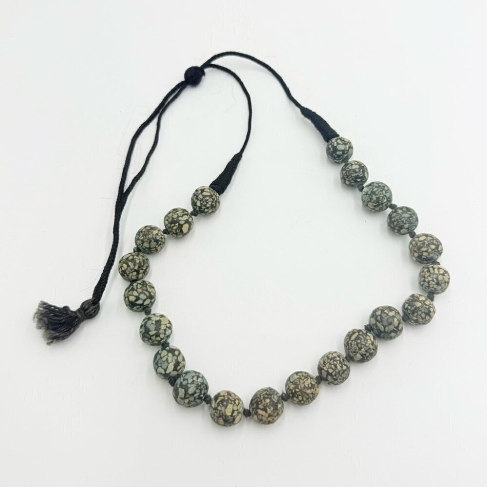 ANTIQUE TRIBAL AFGHANISTANMOSAIC GRADUATED BEAD NECKLACE - Picture 4 of 9